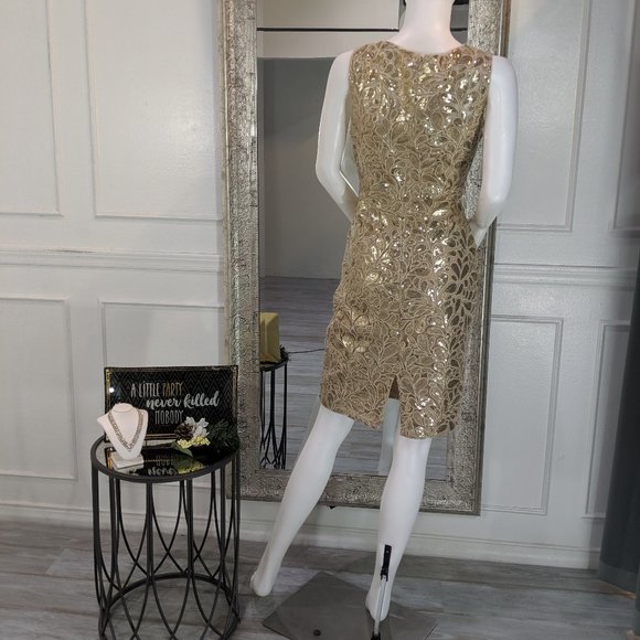 Gold Sequin Short Cocktail Dress - Picture 2 of 2
